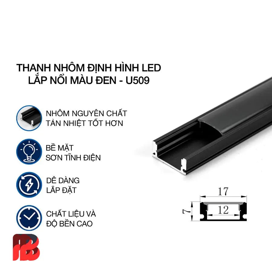 thanh nhôm định hình đen 509