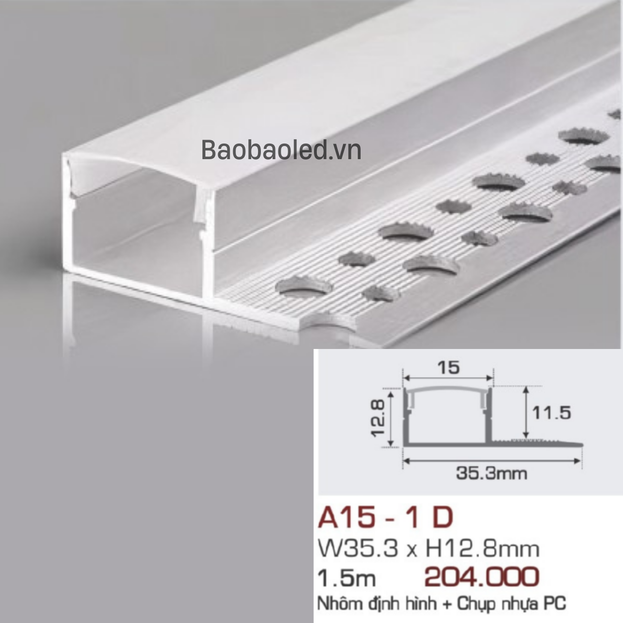 Thanh nhôm LED thẳng âm viền Anfaco A15-1D
